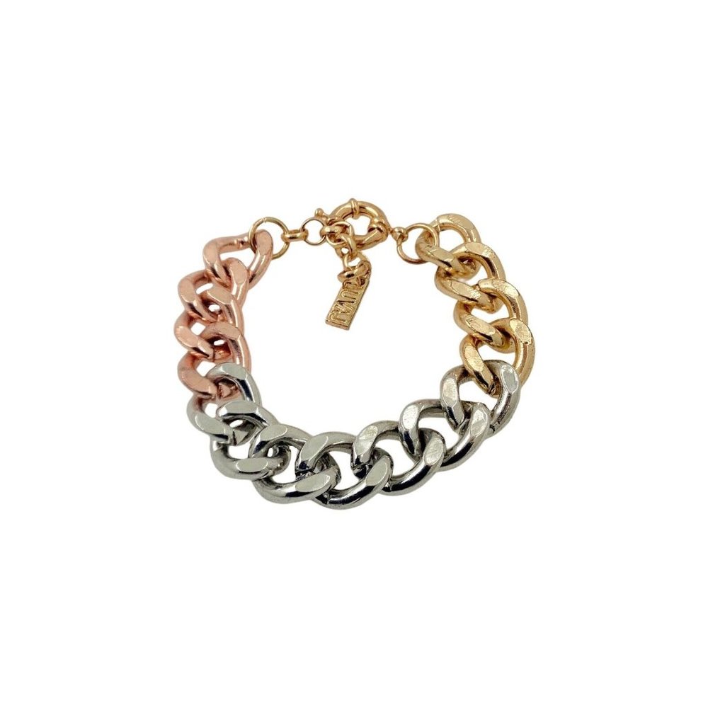 Luv AJ Popsugar Rose Gold Ombré Chunky Bracelet, Gold Plated, Miami Cuban Chain